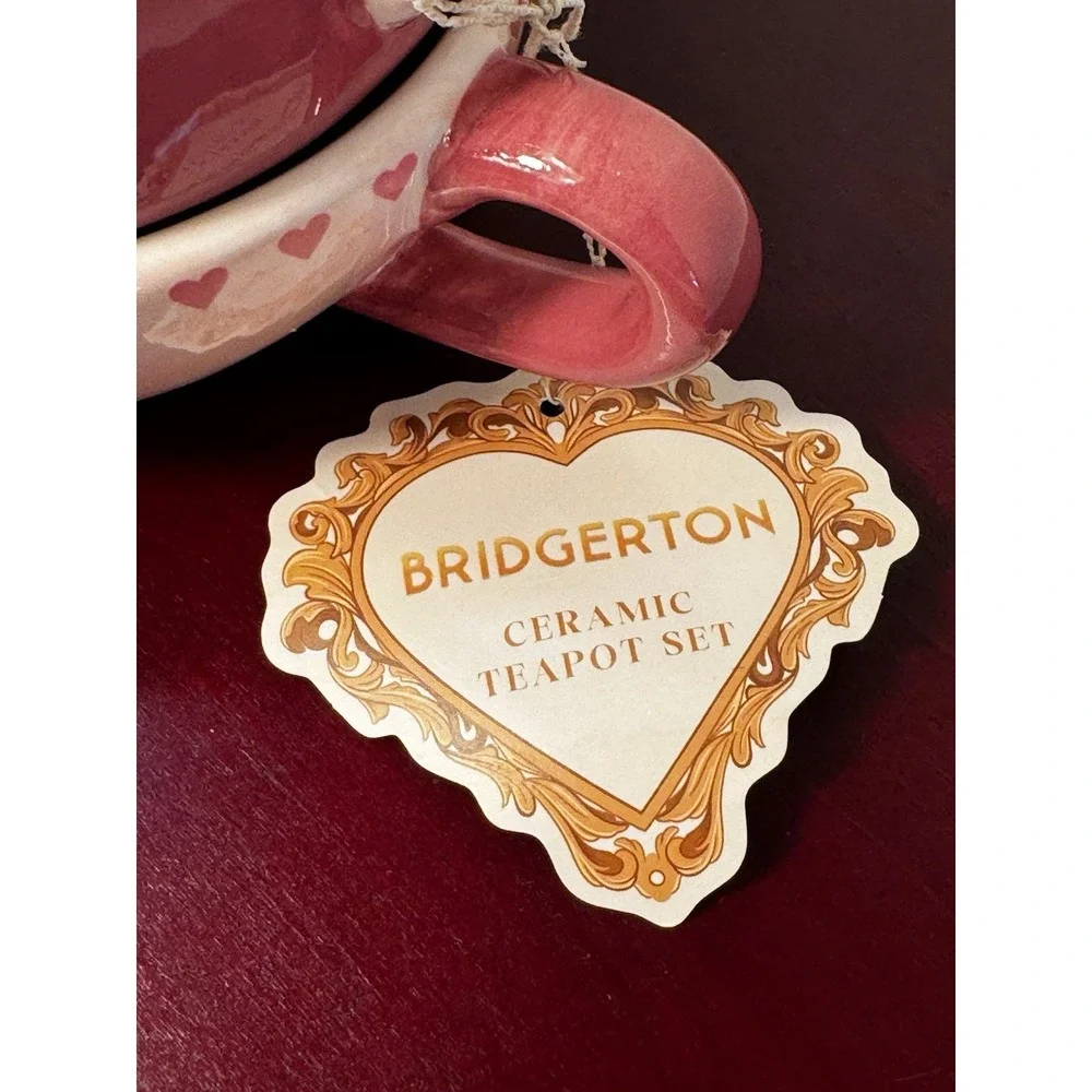 Bridgerton Limited Edition Pink Cameo Design Stacked Romantic Teapot and Cup Set